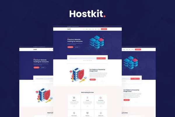 Hostkit hosting services Elementor template kit preview