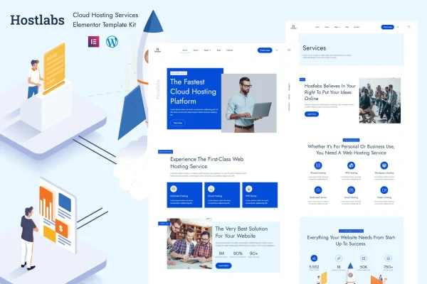 Hostlabs cloud hosting Elementor template kit preview