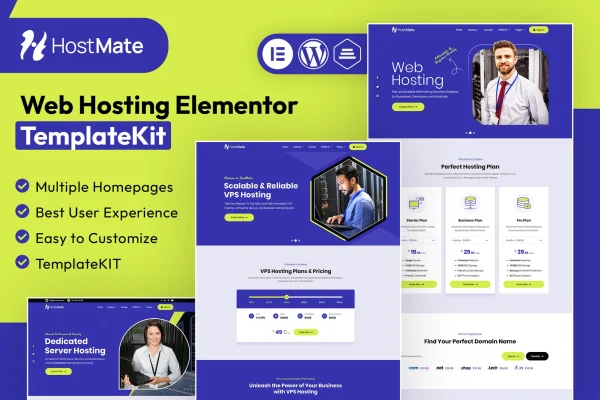 HostMate web hosting Elementor template kit cover image