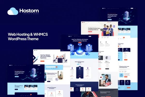 Hostom web hosting and WHMCS WordPress theme preview
