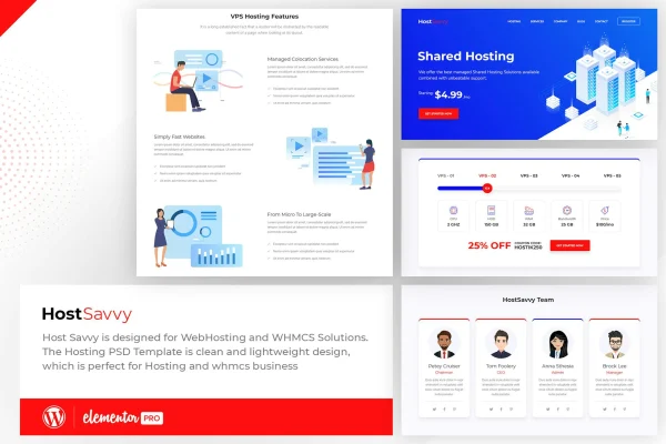 HostSavvy web hosting Elementor template kit preview