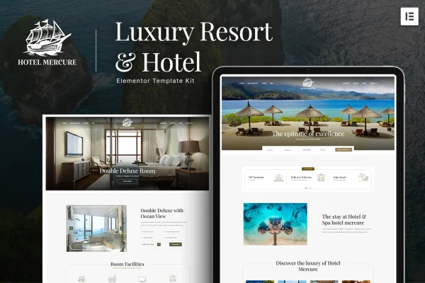 Hotel Mercure luxury resort and hotel Elementor template kit preview