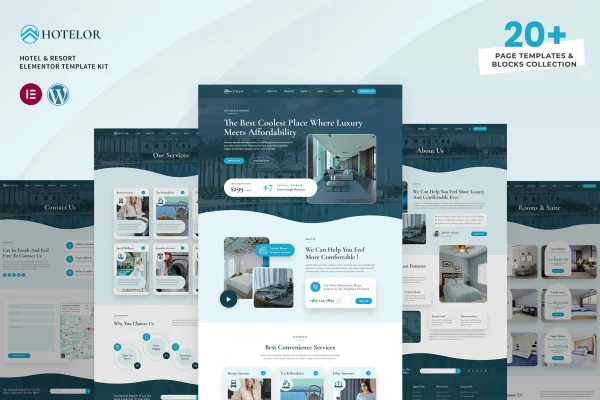 Hotelor hotel and resort Elementor Pro template kit preview