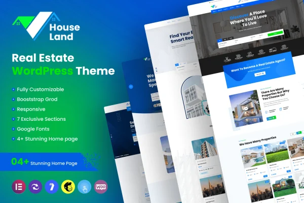 Houseland real estate WordPress theme cover image
