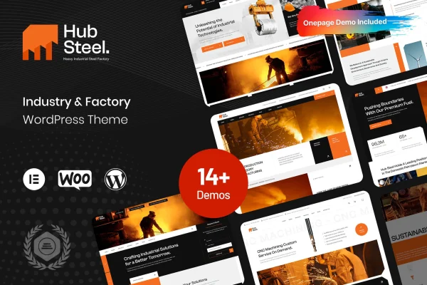 Hubsteel industrial and factory WordPress theme preview
