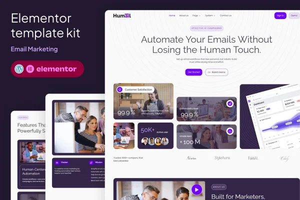 Humail email marketing Elementor template kit cover image