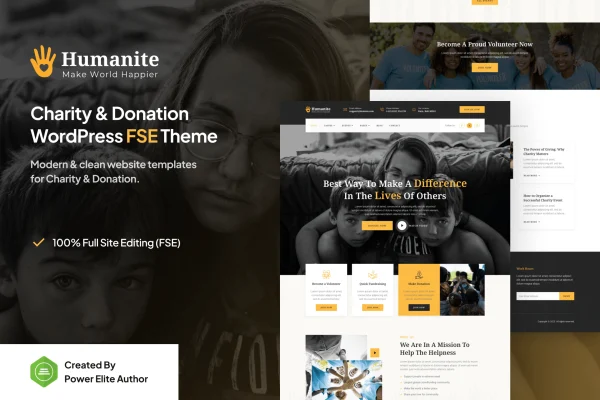 Humanite charity and donation WordPress theme preview