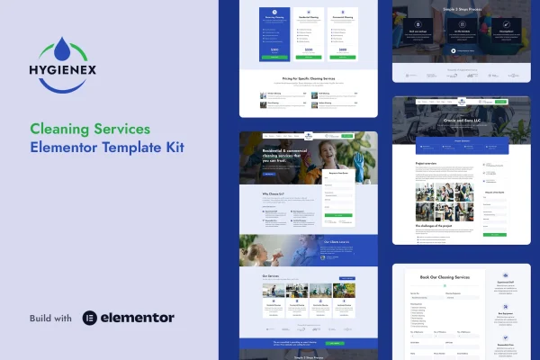 Hygienex cleaning services Elementor template kit cover image