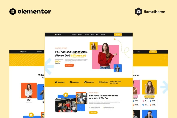 Hypebeat influencer marketing agency Elementor template kit cover