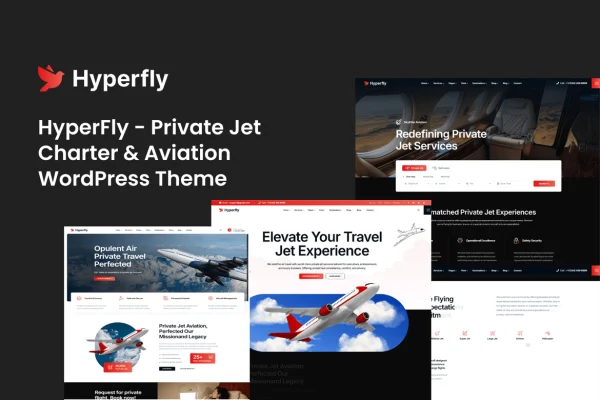 HyperFly jet charter and aviation WordPress theme preview