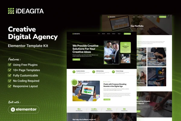 Ideagita creative digital agency Elementor template kit preview
