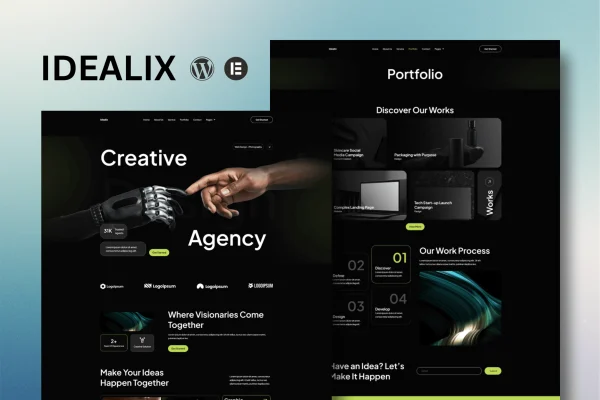 Idealix creative digital agency Elementor template kit preview