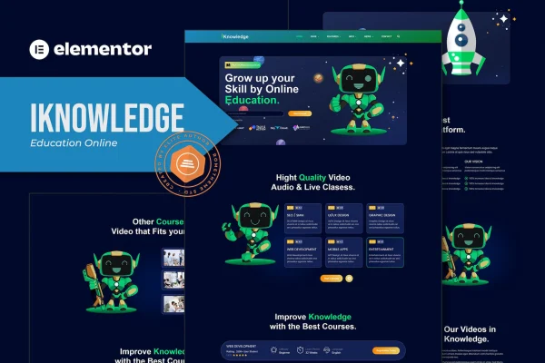 iKnowledge education and online learning Elementor template kit preview