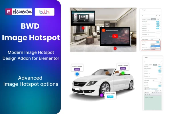 Image Hotspot addon for Elementor banner showing an image with clickable hotspot markers