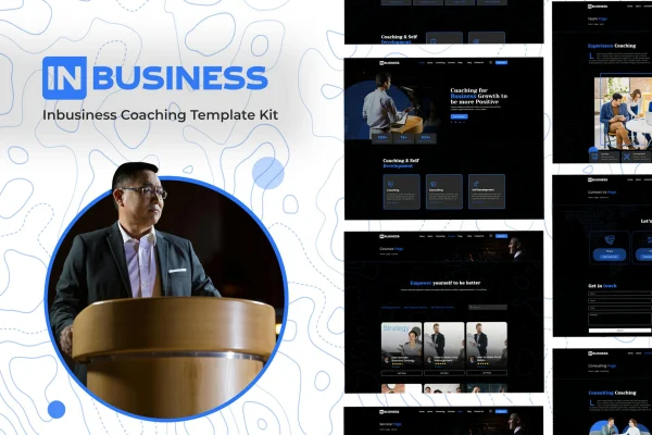 Inbusiness coaching business Elementor template kit preview