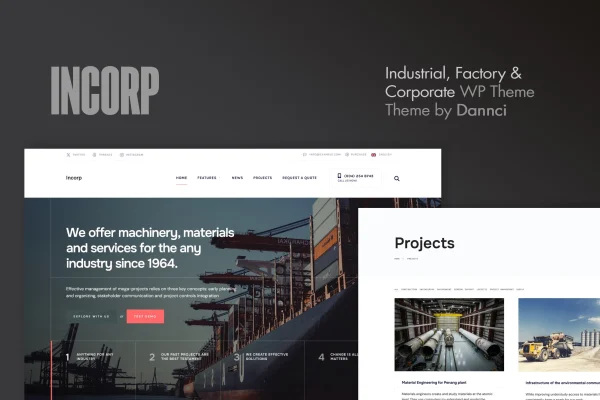Incorp industrial, factory and corporate WordPress theme preview