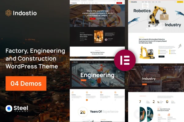 Indostio factory and construction WordPress theme preview