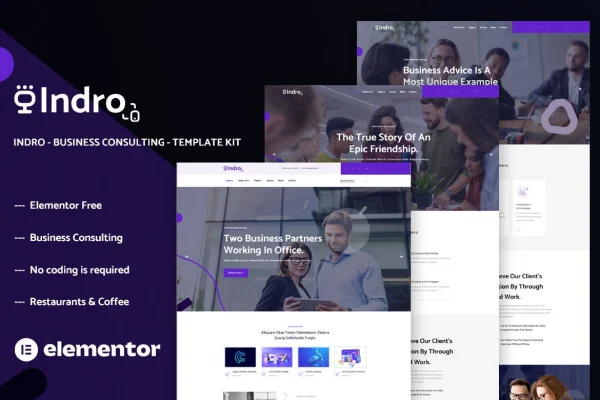 Indro business consulting Elementor template kit preview