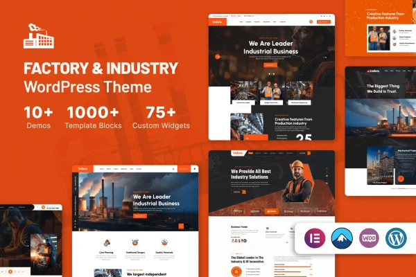 Indsro factory and industry WordPress theme preview