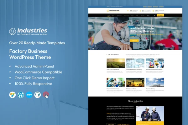 Industries factory business WordPress theme preview