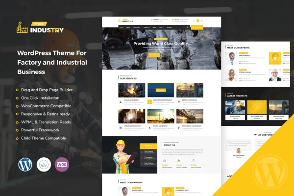 Industry factory and industrial WordPress theme cover image