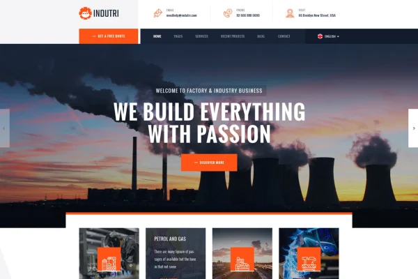 Indutri factory and industrial WordPress theme preview