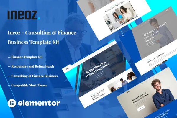 Ineoz consulting and finance Elementor template kit cover image