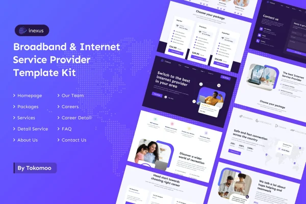 Inexus broadband and internet service provider Elementor template kit preview