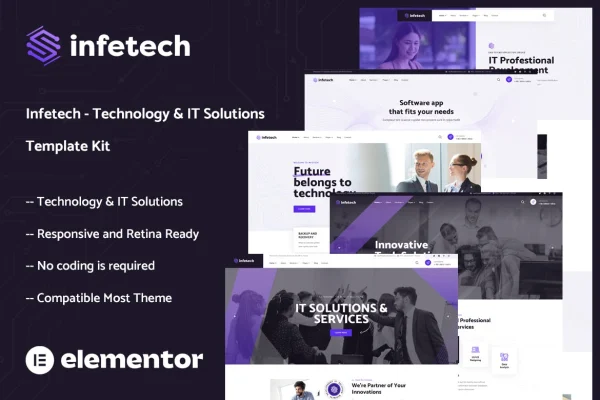 Infetech technology and IT solutions Elementor template kit preview