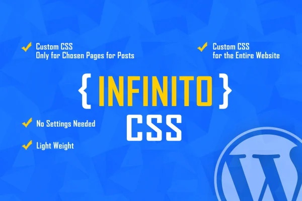 INFINITO custom CSS plugin banner for WordPress pages and posts