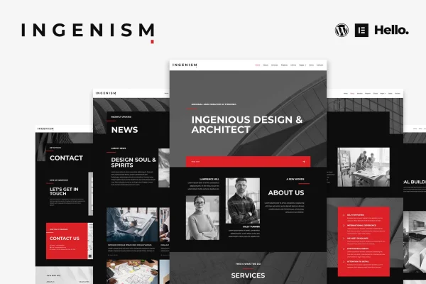 INGENISM architectural design agency Elementor template kit preview