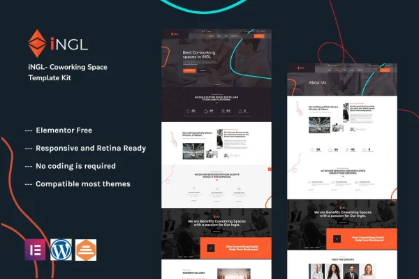 Ingl coworking space Elementor template kit cover image