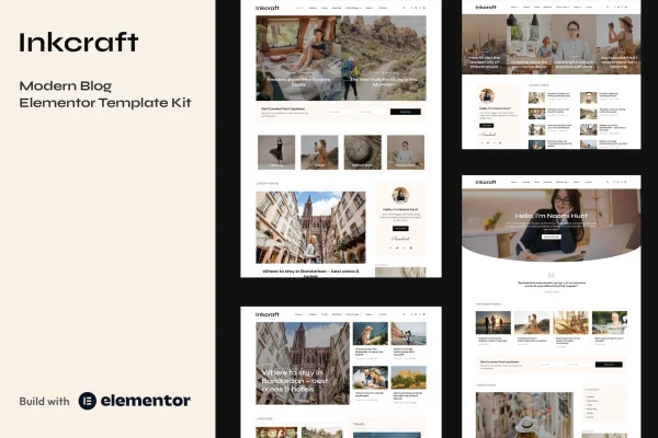 Inkcraft blog and magazine Elementor Pro template kit preview