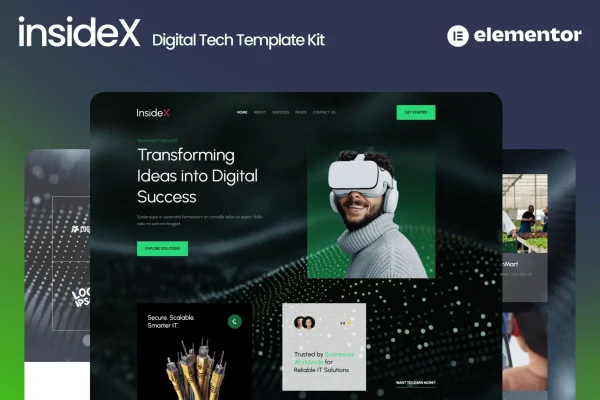 InsideX IT solution and service Elementor template kit preview