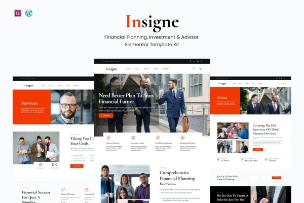 Insigne financial business and investment Elementor template kit preview