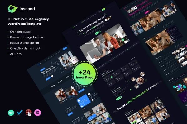 Insoand IT startup and SaaS agency WordPress theme preview