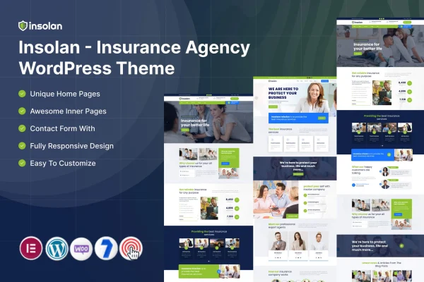 Insolan insurance agency WordPress theme preview