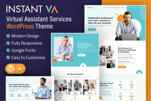 Instant VA virtual assistant WordPress theme preview