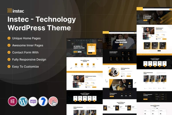 Instec technology WordPress theme preview with IT business homepage layout