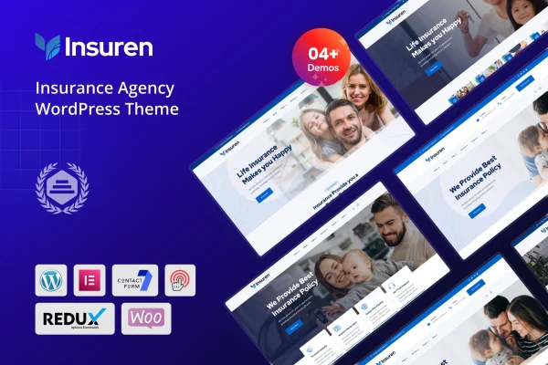 Insuren insurance agency WordPress theme preview