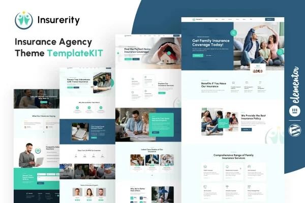 Insurerity insurance agency Elementor template kit cover image