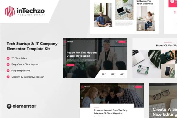 inTechzo startup and IT company Elementor template kit preview