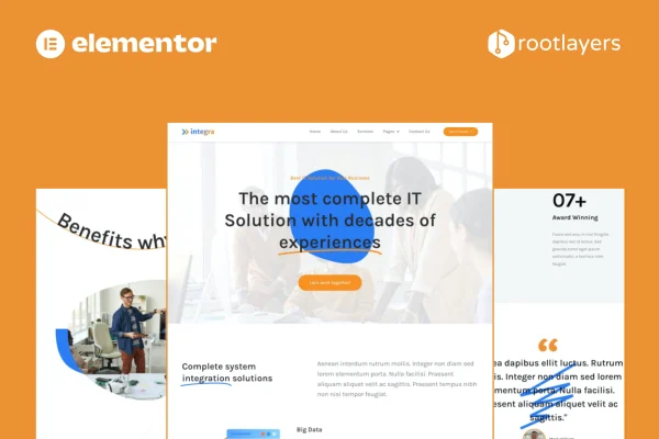 Integra IT solution and services Elementor Pro template kit preview