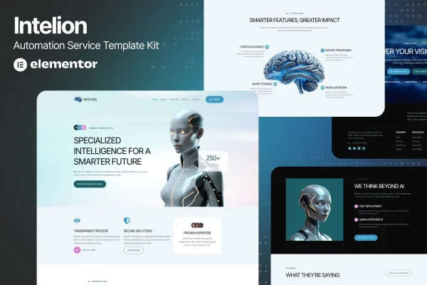Intelion AI service Elementor template kit cover image