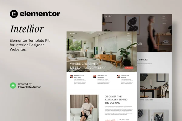 Intellior interior designer and architect Elementor template kit preview