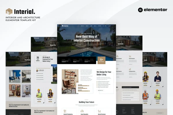 Interial interior and architecture Elementor template kit preview