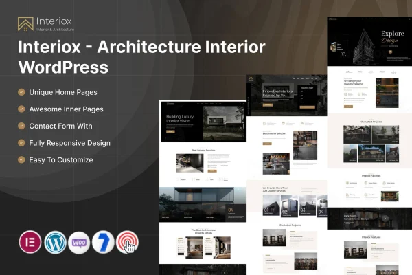 Interiox architecture and interior design WordPress theme preview