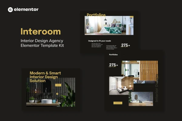 Interoom interior design and architecture Elementor template kit preview