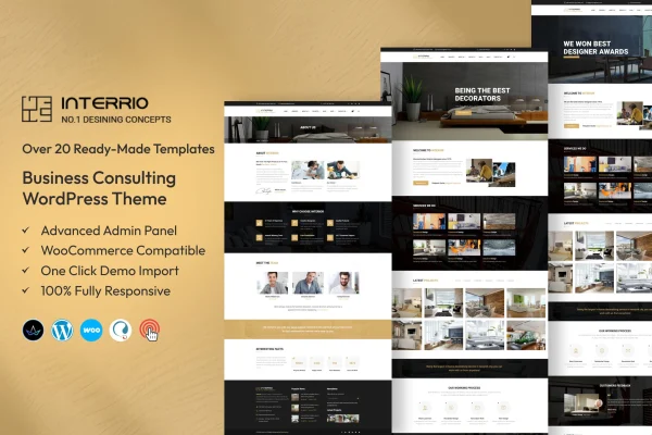 Interrio WordPress theme preview for architecture and interior design websites