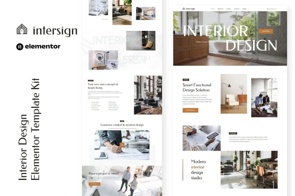 InterSign interior design and architecture Elementor template kit preview